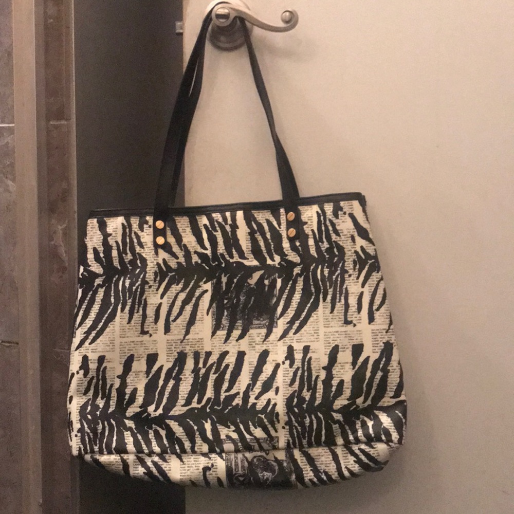 L.A.M.B. LAMB Newspaper print tote purse